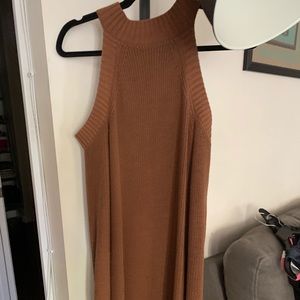Abercrombie cold shoulder tan sweater dress small